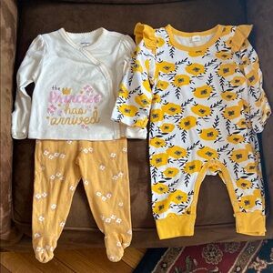 Yellow and White Floral Kids One Piece